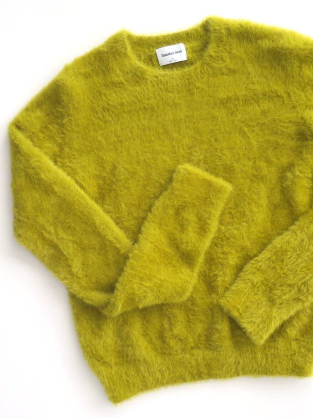 Aritzia Sunday Best Chartreuse Fuzzy Knit Kitten Sweater Size M
